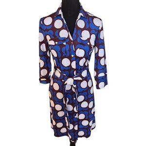 J. McLaughlin Womens Brynn Belted Button Front Shirt Dress Multicolor Size XS